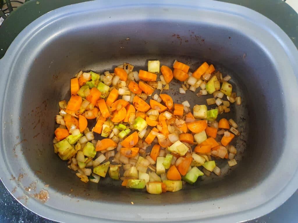 Slow cooker lamb ragu 20 Softened veggies.