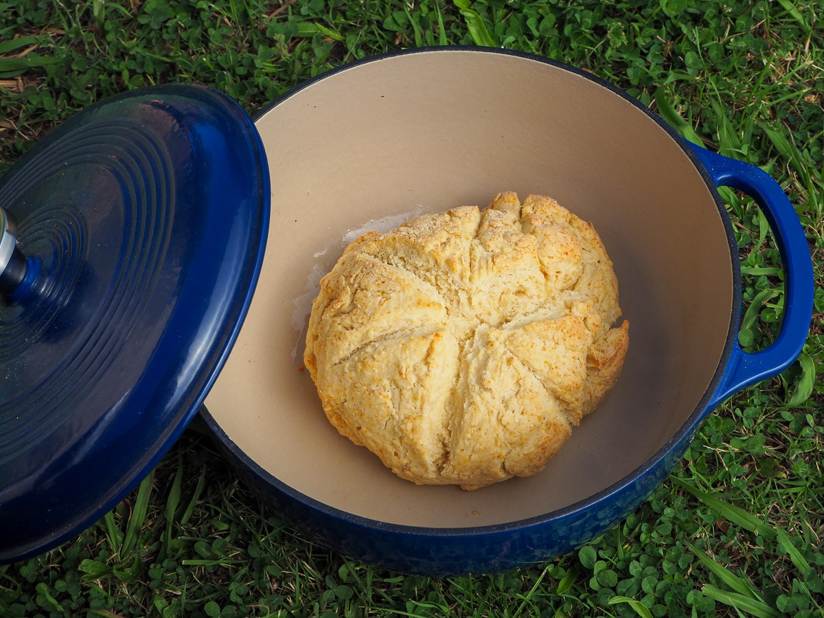 Damper 11 Damper in a Dutch oven on the grass.