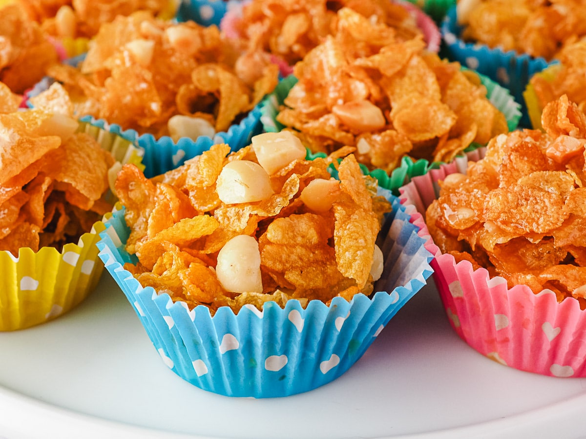 Honey Joys 4 Honey joys on a serving plate.