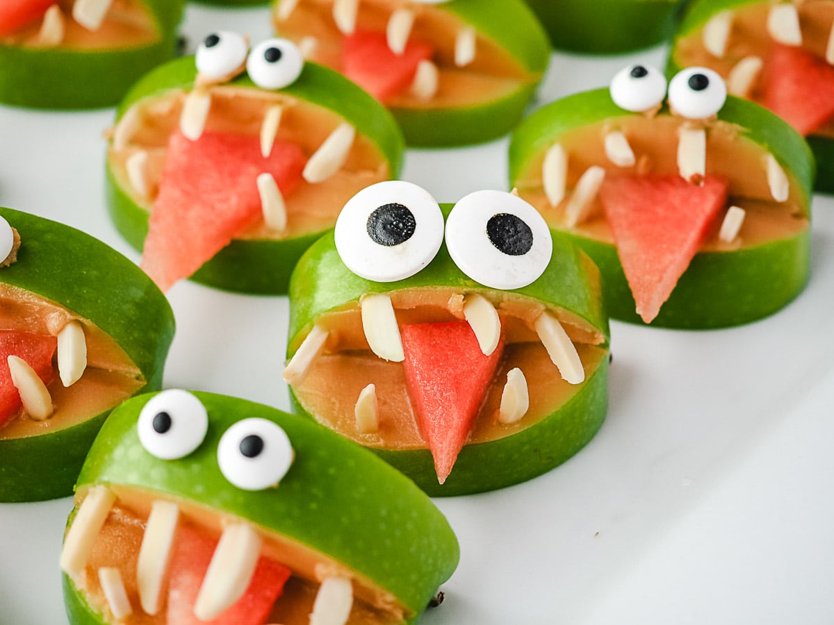 Apple Monsters 7 Apple monsters on a plate.