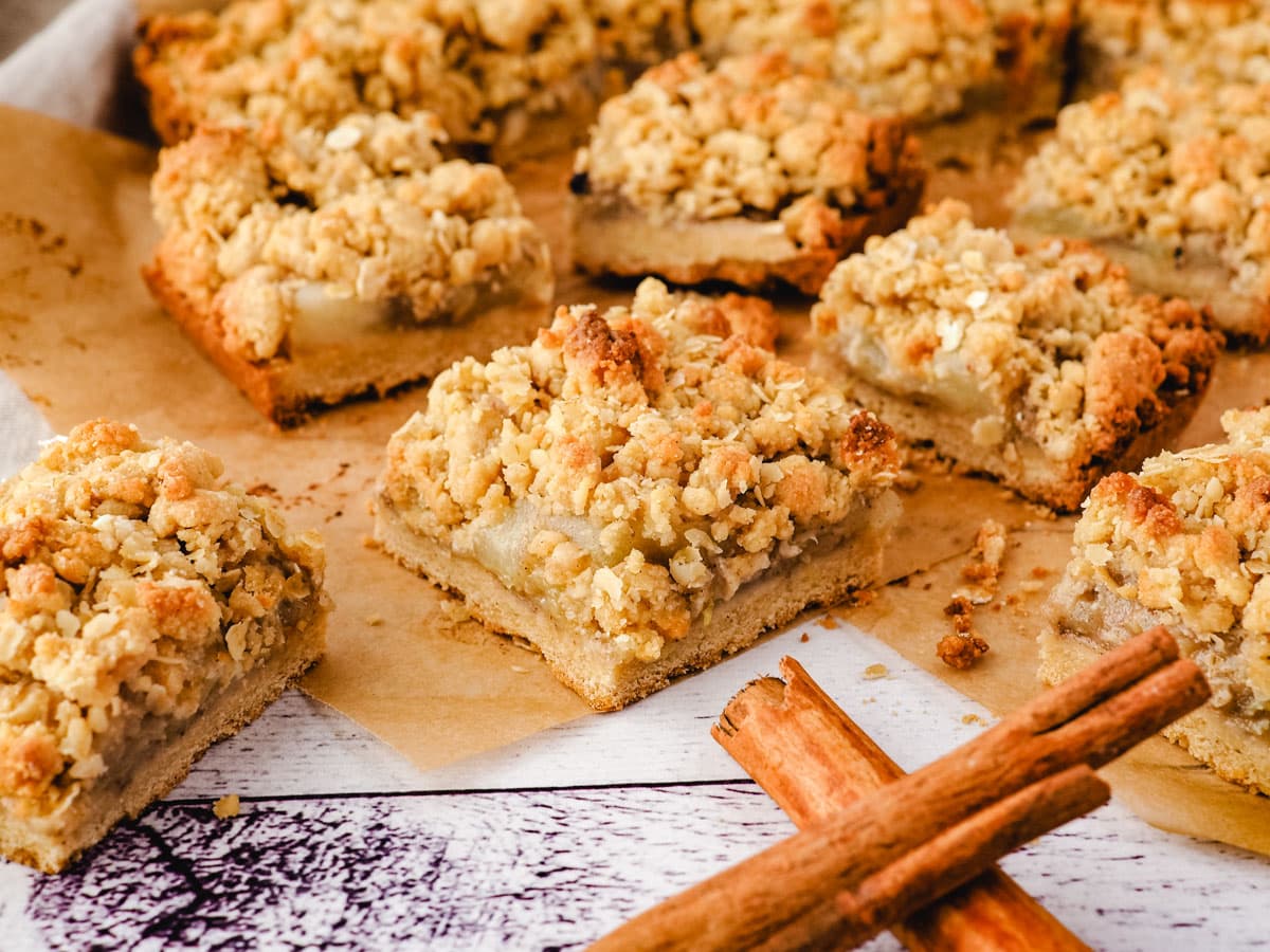 Apple Slice 9 Pieces of apple slice on baking paper.